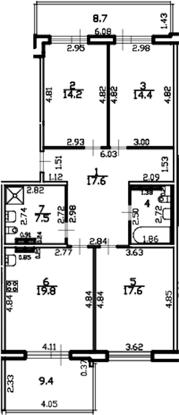 3-комнатная квартира 101.3 м², 4/4 эт., ЖК «Riviera Club»